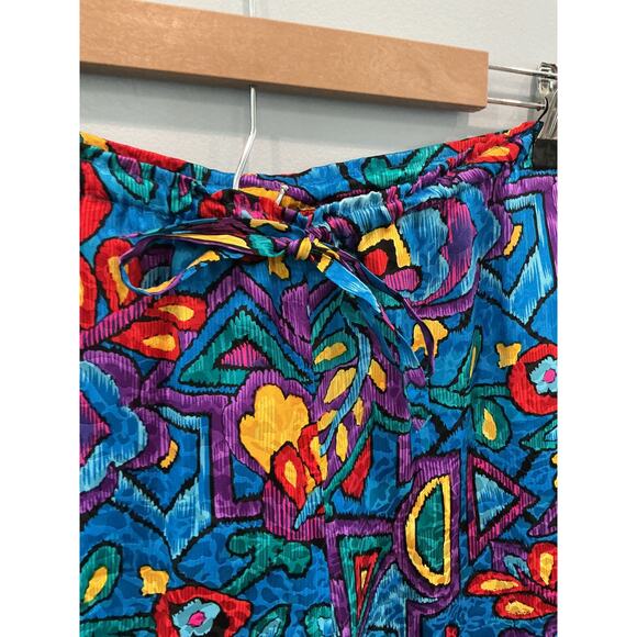 Tanner Womens Silk Pants Size 6 Colorful Mutlicolored 80s 90s Artsy Art Teacher - Picture 2 of 6